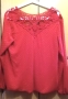 Дамска червена блуза с дантела, снимка 2