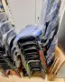 ЧИСТО НОВИ КОНФЕРЕНТНИ/ПОСЕТИТЕЛСКИ СТОЛОВЕ (18 БР., ЕКО КОЖА, СИНИ) С МДФ МАСИЧКИ, снимка 3