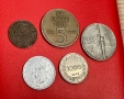 Лот от 5 бр. стари монети 1880-1969 г - Кралство Румъния, Кралство Италия и др. - стари монети, снимка 1