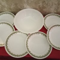 Corelle -Сервиз-  Купа и 6 чинии от аркопал, снимка 1 - Прибори за хранене, готвене и сервиране - 38917290