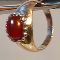 Стар сребърен пръстен с червен кехлибар , снимка 3 - Пръстени - 39329129