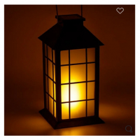 LED соларен фенер с пламък ефект, Пластмаса, Черен, 28см, снимка 2 - Декорация за дома - 36140460