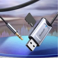 Стерео безжичен Bluetooth автомобилен приемник USB към 3,5 мм жак AUX аудио адаптер слот за карта, снимка 1 - Друга електроника - 42595198