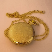 Унисекс джобен часовник от медицинска стомана с 18к златно покритие, снимка 3 - Луксозни - 44700096