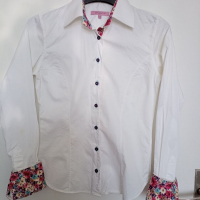 Дамска риза с контрастни яка и маншети, снимка 2 - Ризи - 36240239