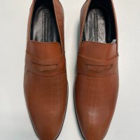  Мъжки кожени официални обувки - Светлокафяви - 44, снимка 2 - Официални обувки - 41595247