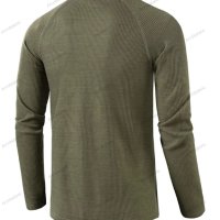 Мъжка едноцветна вафлена тениска с дълъг ръкав Henley, 8цвята - 023, снимка 5 - Тениски - 42069624