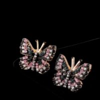 Сребърни обеци пеперуди,black and pink цирконии,колекция"Butterflies"/нови, снимка 1 - Колиета, медальони, синджири - 42258114