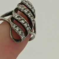 Сребърен пръстен с камъни ЖЖ8, снимка 3 - Пръстени - 44697350