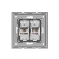 Розетка/контакт за интернет 2хCAT5 RJ45 порт, к-т с кристална рамка "LUX-ON" БЯЛ, СИВ, ЧЕРЕН, снимка 4 - Ключове, контакти, щепсели - 40505290