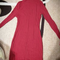 Рипсена рокля в цвят бордо XS, снимка 1 - Рокли - 41699836