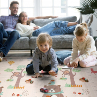 4129  Сгъваемо детско килимче за игра, топлоизолиращо 180x200х1см - Мече и горски животни, снимка 18 - Други - 44793207