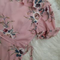 КРАСИВА розова рокля на цветя  тип "прегърни ме", снимка 6 - Рокли - 41549371