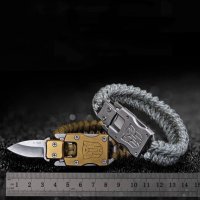 Survival тактическа гривна с нож карамбит за оцеляване 3,6м паракорд, снимка 8 - Екипировка - 42055401