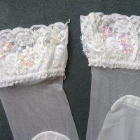 S снежнобели еротични чорапи с перли и пайети, снимка 3 - Бельо - 42515593
