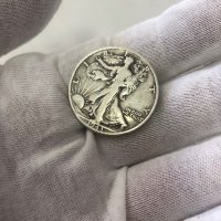 Сребърна монета САЩ ½ долар, 1943 Walking Liberty Half Dollar Маркировка на монетния двор "D" - Денв, снимка 8 - Нумизматика и бонистика - 41402713