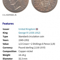 Три монети Половин Крона Великобритания, снимка 3 - Нумизматика и бонистика - 36180626