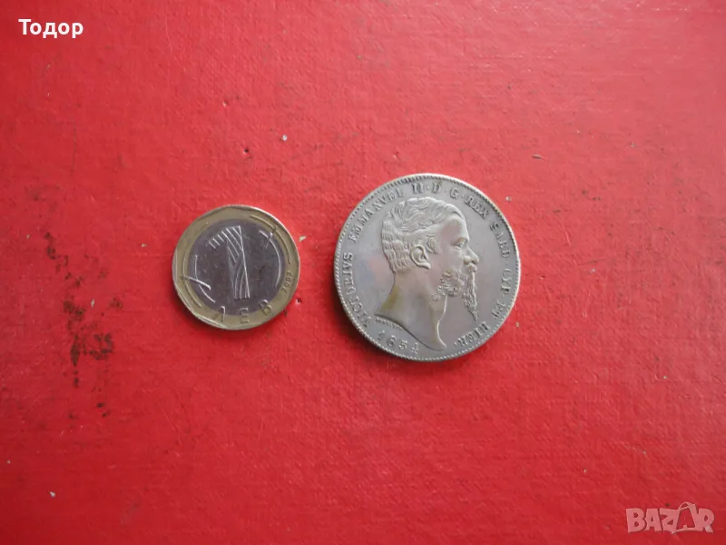 5 лири 1854 стара монета, снимка 1