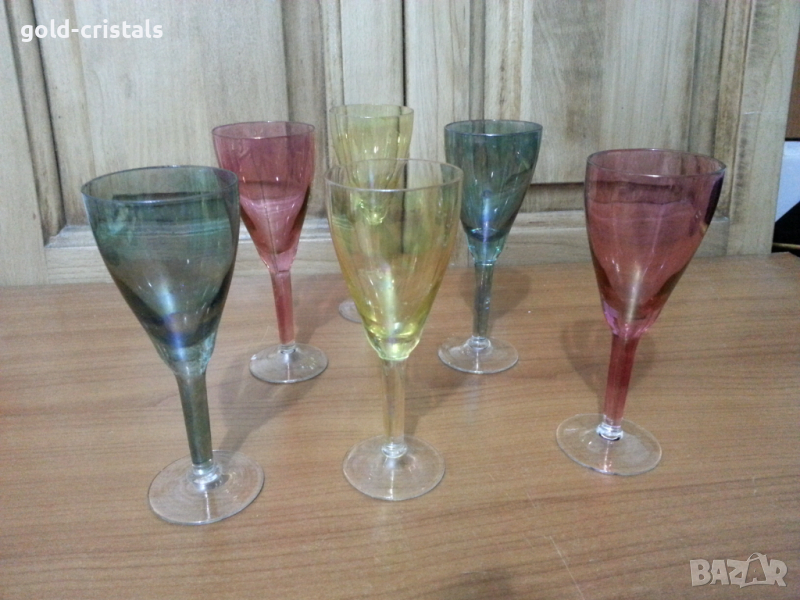Стъклени чаши чашки цветно стъкло, снимка 1