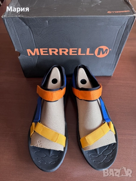 нови големи мъжки сандали Merrell, за разходка, размер 47, цвят син/оранжев, снимка 1