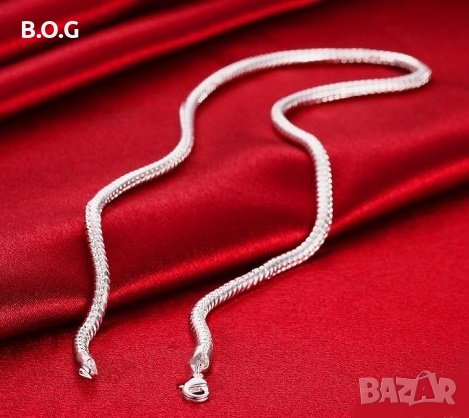 Нов, класически, сребърен ланец. , снимка 1