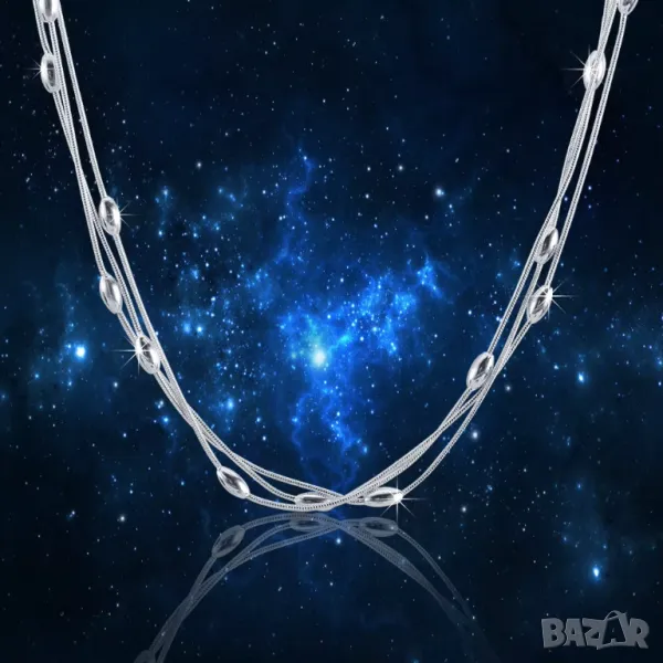 Сребърно колие с топчета, снимка 1