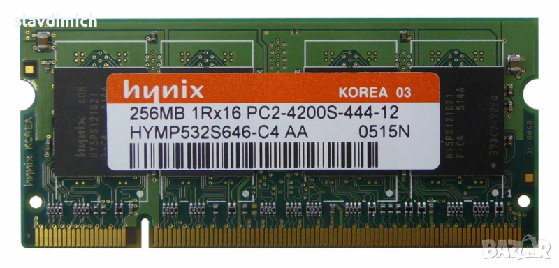 Продавам Рам Ram памет за лаптоп sd ram 256MB 533MHZ  hymp532s646-c4, снимка 1