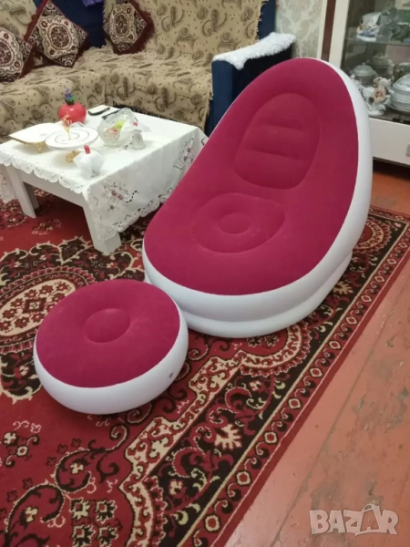 Преносимо надуваемо кресло и табуретка , снимка 1