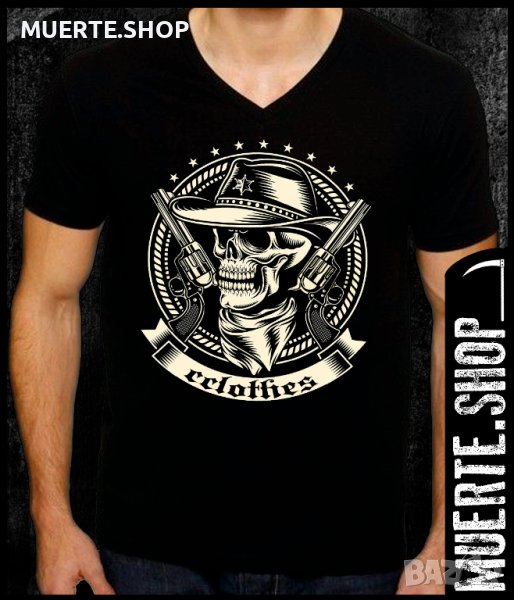 Черна тениска с щампа COWBOY SKULL, снимка 1