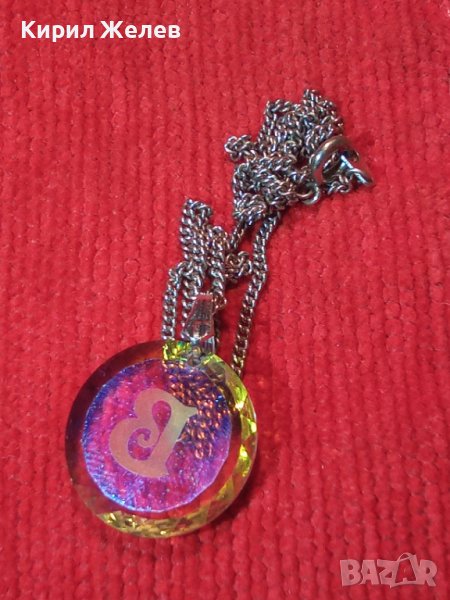 МОДНО АРТ КРИСТАЛНО КОЛИЕ МЕДАЛЬОН с ВЕРИЖКА и БУКВИЧКА 26684, снимка 1