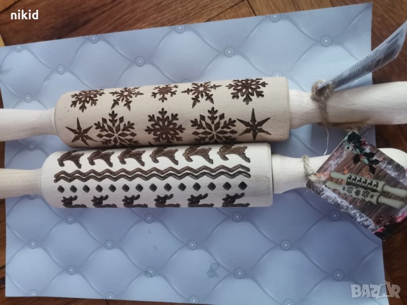 Коледна дървена Точилка Снежинки или Елен с декорация за тесто бисквитки фондан декор, снимка 1