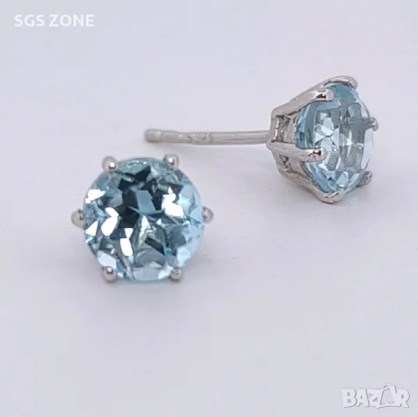 Сребърни Обеци с Топаз, снимка 1