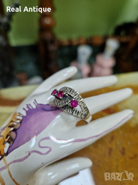 Превъзходен изключително красив антикварен френски сребърен пръстен , снимка 1
