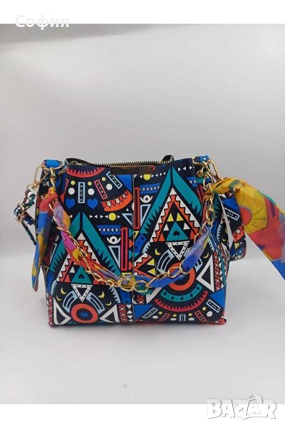 Елегантна дамска чанта в АРТ принт, снимка 1