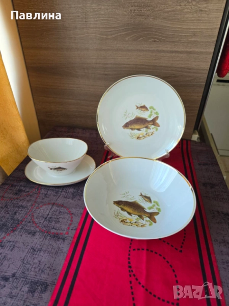 Порцеланов комплект плато, купа и сосиера , снимка 1