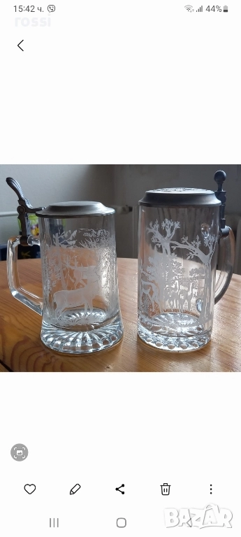 Vintage. Нови. Ловна тематика. Немски стъклени халби 0,5 л. Халба., снимка 1