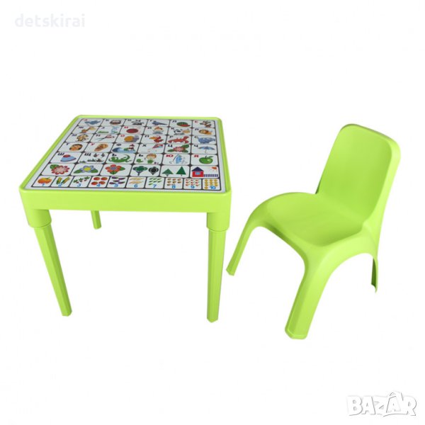 Детска маса с българската азбука с един стол - различни цветове, снимка 1