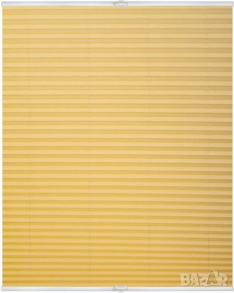 Плисирана щора Klemmfix, без дупки, скоби Жълта, 60 см x 210 см, снимка 1