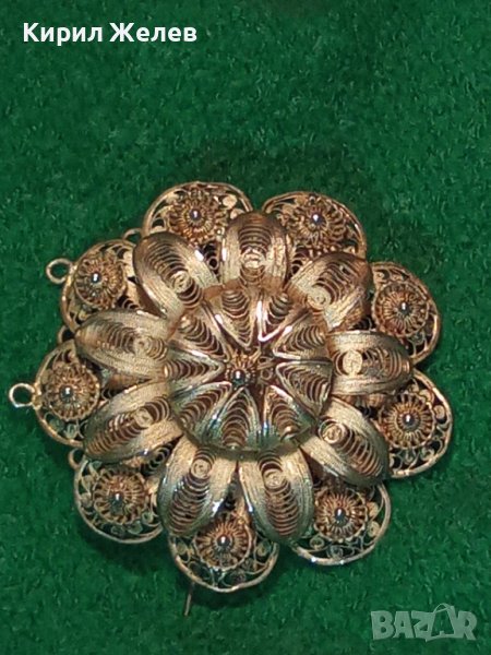 РАЗКОШНА СТАРИННА СРЕБЪРНА ФИЛИГРАННА ФЛОРАЛНА БРОШКА ФИНА МАЙСТОРСКА РЪЧНА ИЗРАБОТКА УНИКАТ 35809, снимка 1