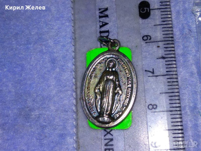 СТАРА ПОСРЕБРЕНА РЯДКА ДВУСТРАННА ИТАЛИАНСКА РИМОКАТОЛИЧЕСКА ИКОНКА - МЕДАЛЬОН 37479, снимка 1