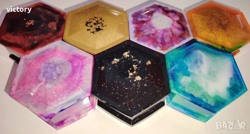 Ръчно изработени кутийки за бижута от епоксидна смола , снимка 1