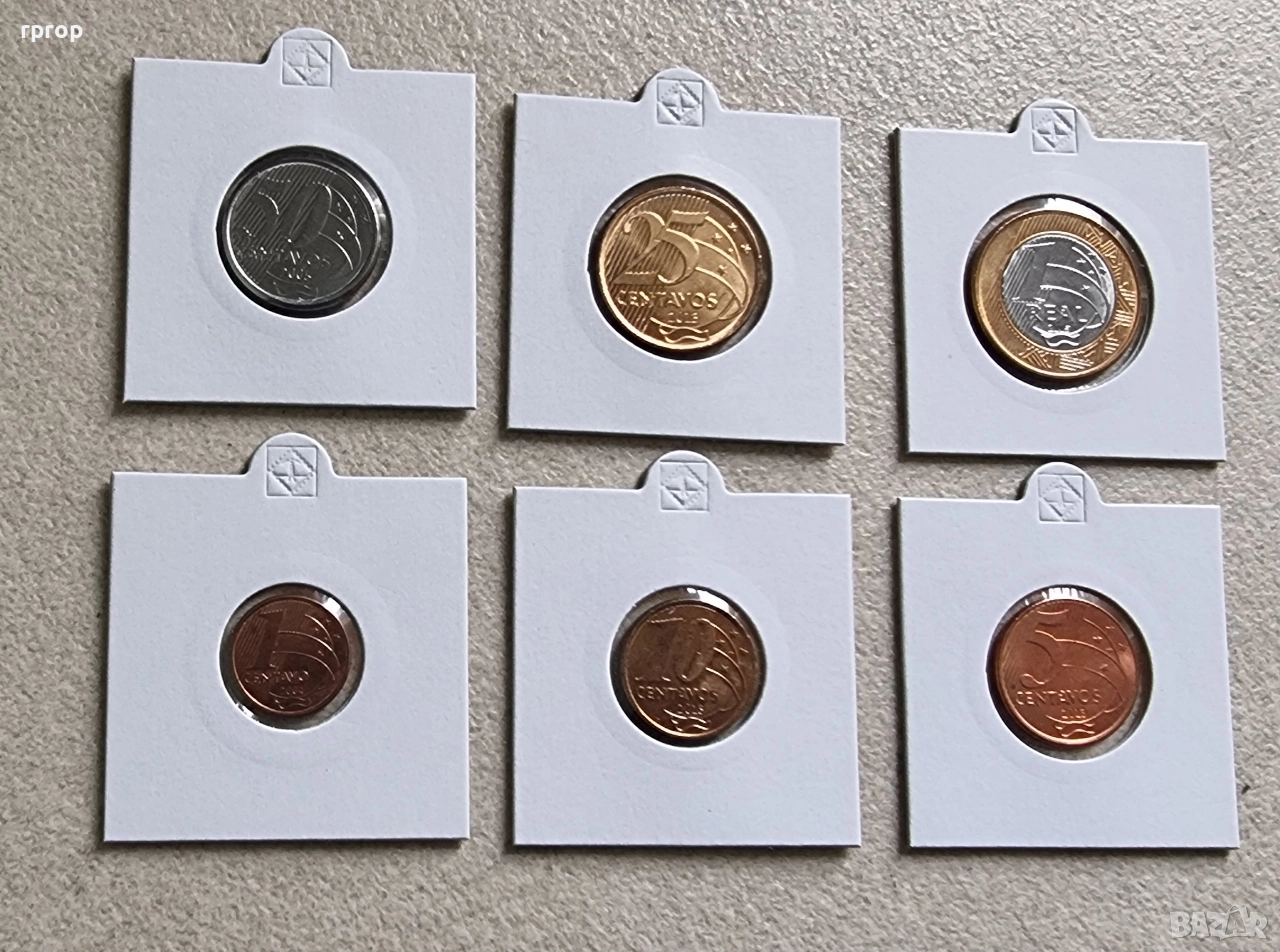 Бразилия . Лот. 1, 5,10,20 ,50 цента и 1 реал . UNC., снимка 1