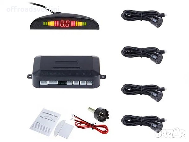 Ултразвуков Парктроник с Четири Черни Датчика и LED Дисплей, снимка 1