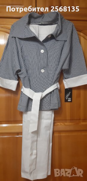 Разкошно Костюмче на "БОРДО"десен „пипит“-САКО/БЛЕЙЗЕР+ПАНТАЛОН!НОВ с Етикет!, снимка 1