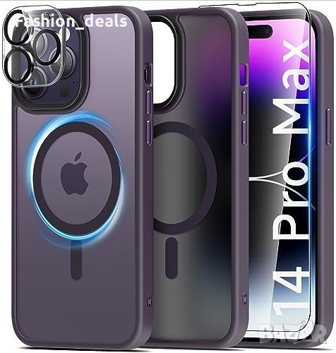 Нов 4 в 1 магнитен калъф за iPhone 14 Pro Max Съвместим с MagSafe , снимка 1