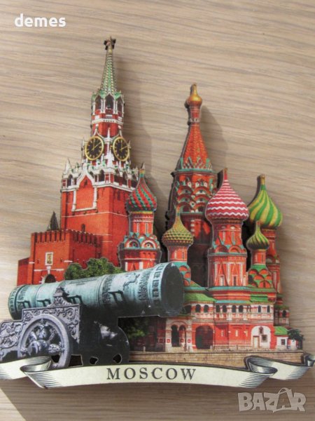 Автентичен дървен 3D магнит от Москва, Русия-серия-, снимка 1