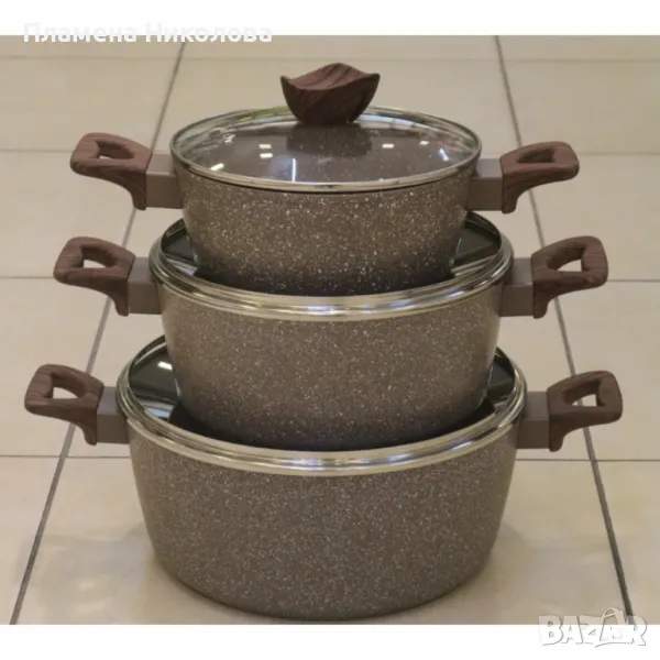Комплект от 3 алуминиеви тенджери с капак, снимка 1