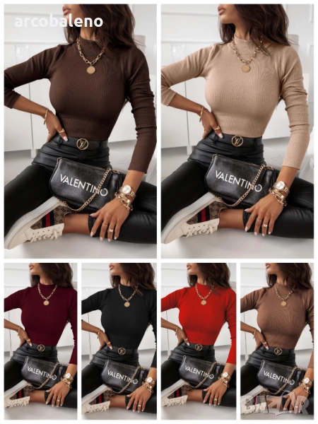 Дамска оребрена блуза с поло яка Arelikaa, 6цвята , снимка 1