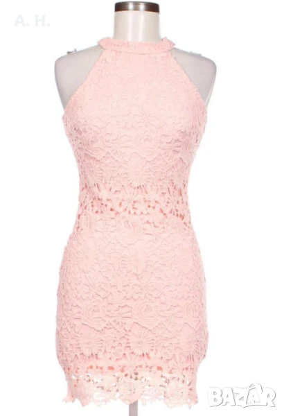 розова къса дантелена рокля, снимка 1