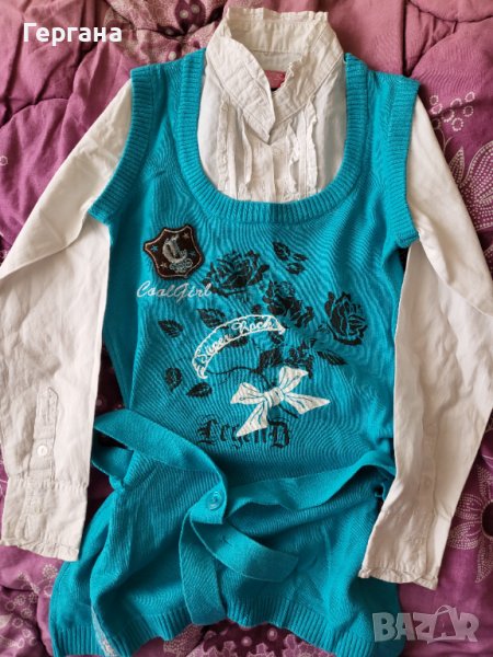 Детска риза със син пуловер , снимка 1
